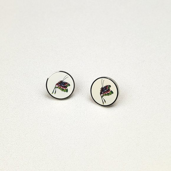 ED HARDY VINTAGE Style Earrings /Butterfly Stud Earrings - Picture 3 of 6